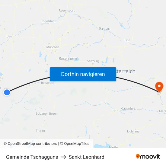 Gemeinde Tschagguns to Sankt Leonhard map