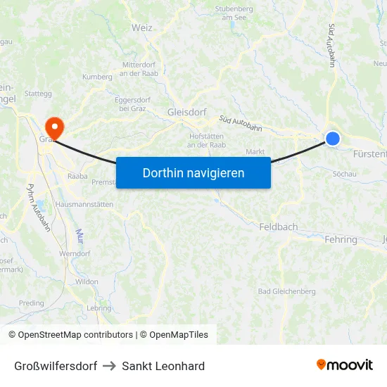 Großwilfersdorf to Sankt Leonhard map