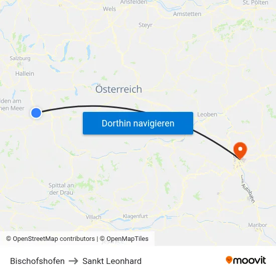Bischofshofen to Sankt Leonhard map