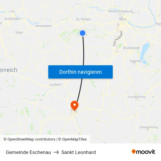 Gemeinde Eschenau to Sankt Leonhard map