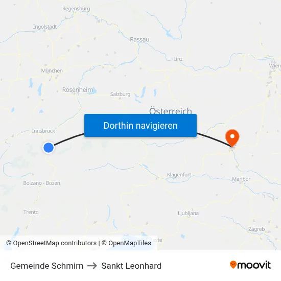 Gemeinde Schmirn to Sankt Leonhard map