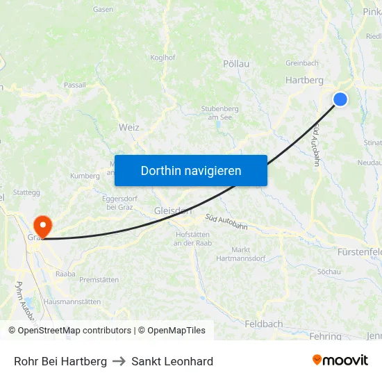 Rohr Bei Hartberg to Sankt Leonhard map
