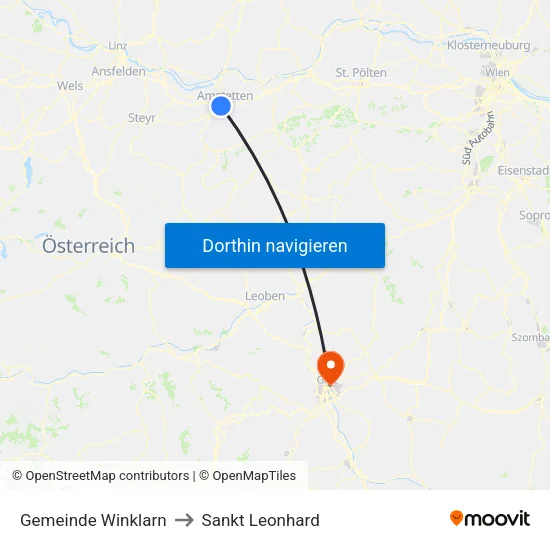 Gemeinde Winklarn to Sankt Leonhard map