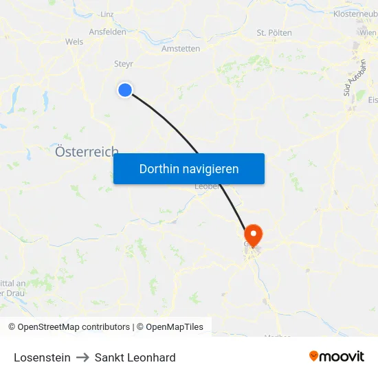 Losenstein to Sankt Leonhard map