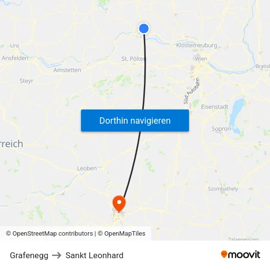 Grafenegg to Sankt Leonhard map