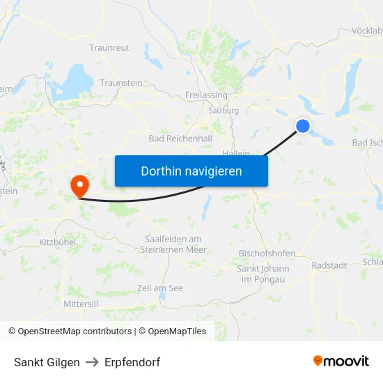 Sankt Gilgen to Erpfendorf map