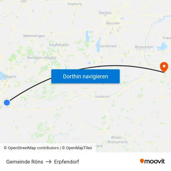 Gemeinde Röns to Erpfendorf map