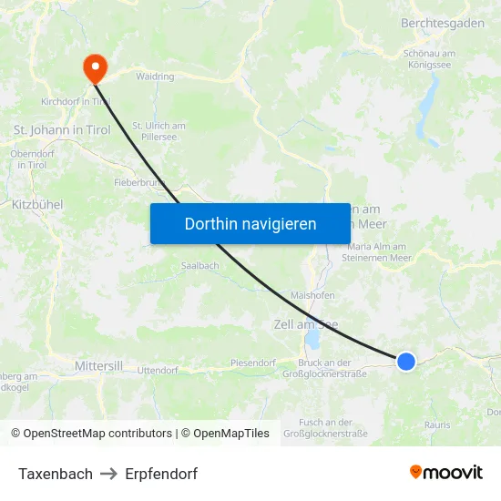 Taxenbach to Erpfendorf map