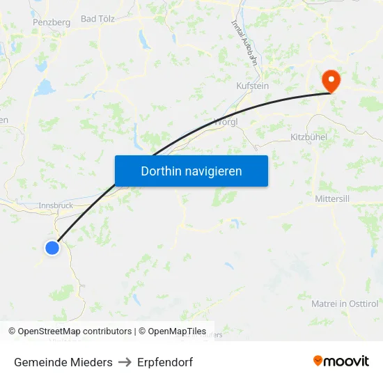 Gemeinde Mieders to Erpfendorf map