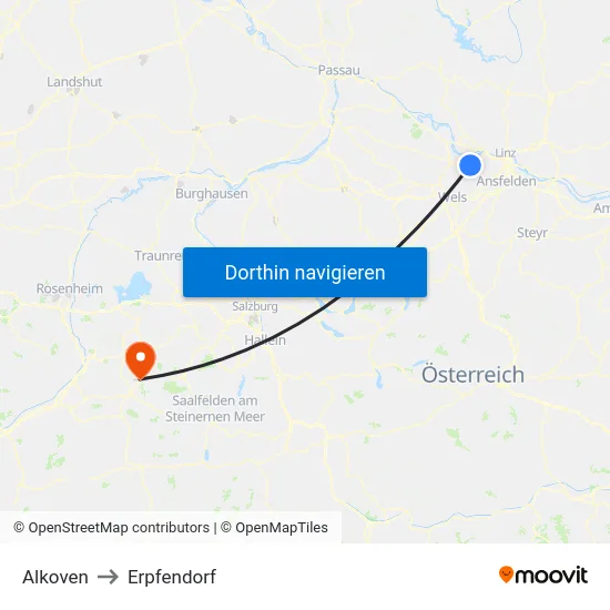 Alkoven to Erpfendorf map