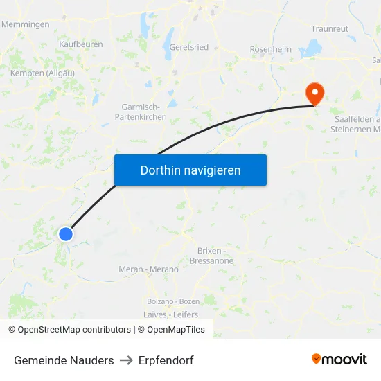 Gemeinde Nauders to Erpfendorf map