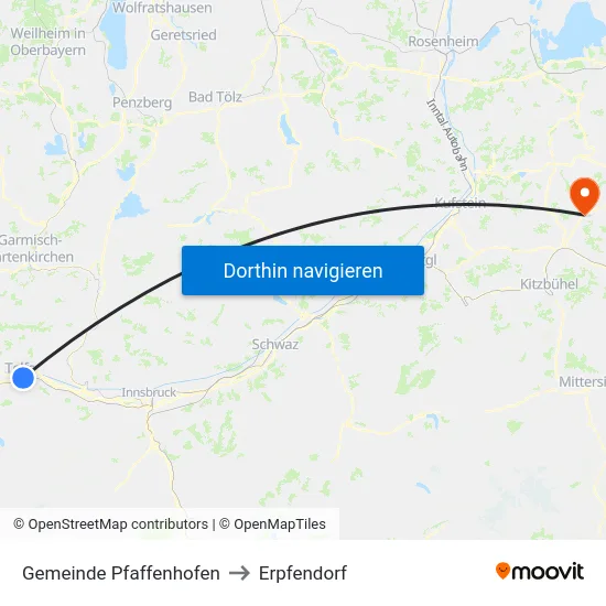 Gemeinde Pfaffenhofen to Erpfendorf map