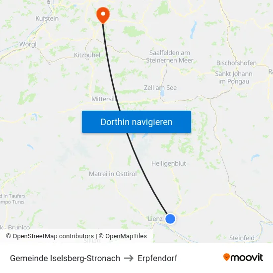 Gemeinde Iselsberg-Stronach to Erpfendorf map