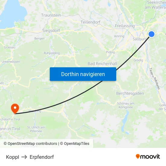 Koppl to Erpfendorf map