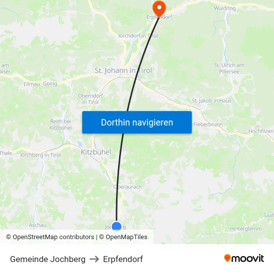 Gemeinde Jochberg to Erpfendorf map