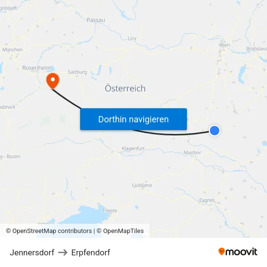 Jennersdorf to Erpfendorf map