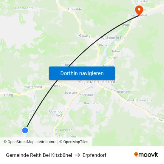 Gemeinde Reith Bei Kitzbühel to Erpfendorf map