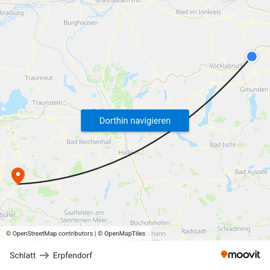 Schlatt to Erpfendorf map