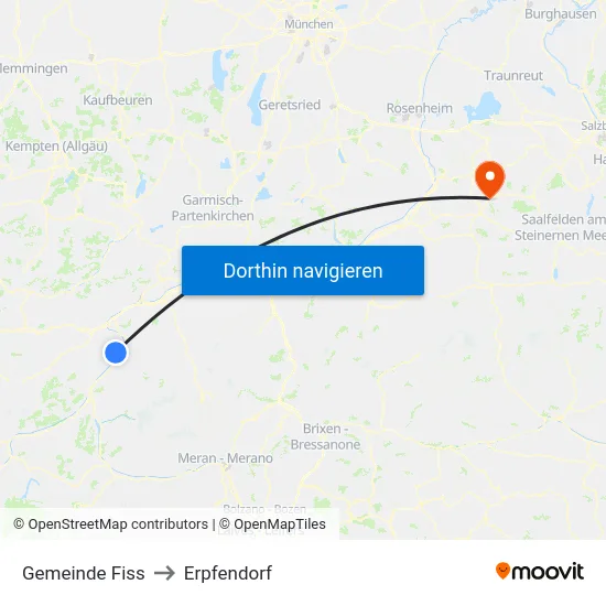 Gemeinde Fiss to Erpfendorf map