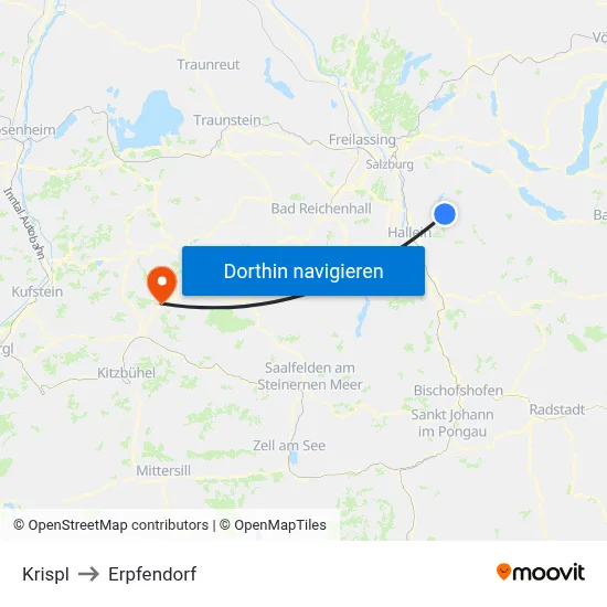 Krispl to Erpfendorf map