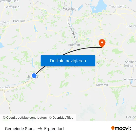 Gemeinde Stans to Erpfendorf map