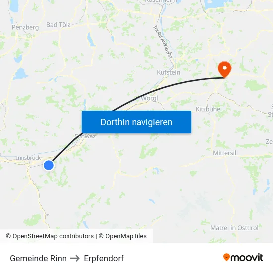 Gemeinde Rinn to Erpfendorf map