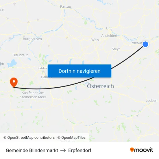 Gemeinde Blindenmarkt to Erpfendorf map