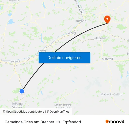 Gemeinde Gries am Brenner to Erpfendorf map