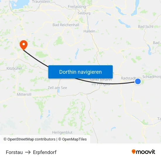 Forstau to Erpfendorf map