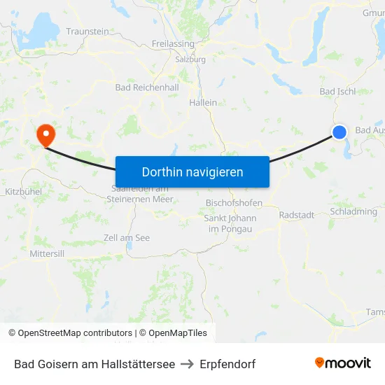 Bad Goisern am Hallstättersee to Erpfendorf map