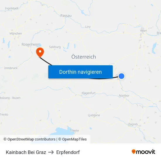 Kainbach Bei Graz to Erpfendorf map