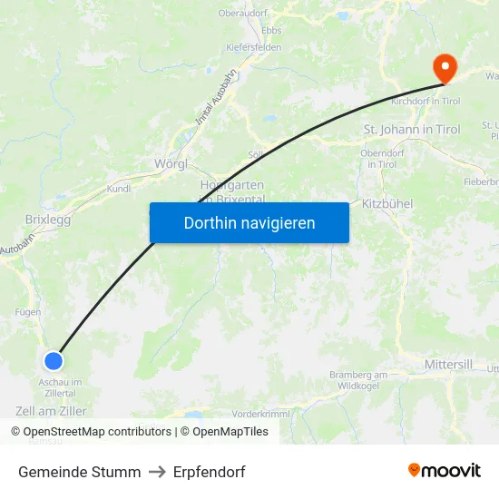 Gemeinde Stumm to Erpfendorf map