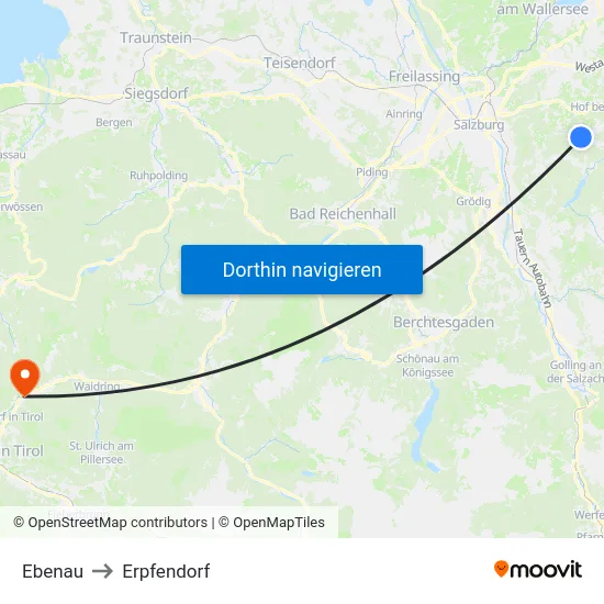 Ebenau to Erpfendorf map