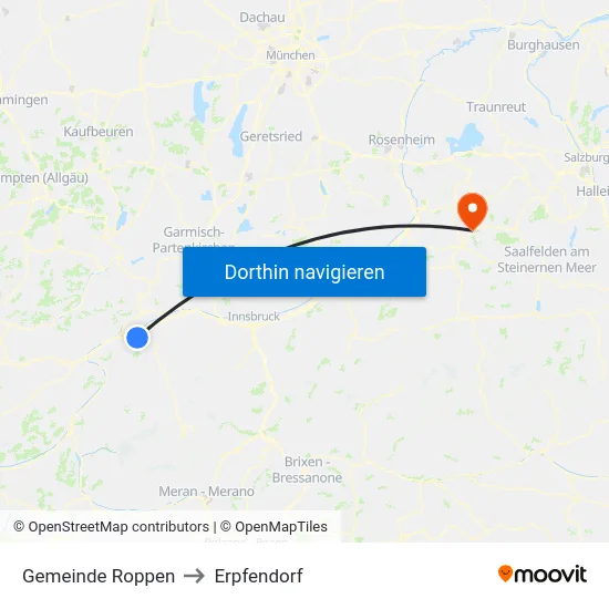 Gemeinde Roppen to Erpfendorf map