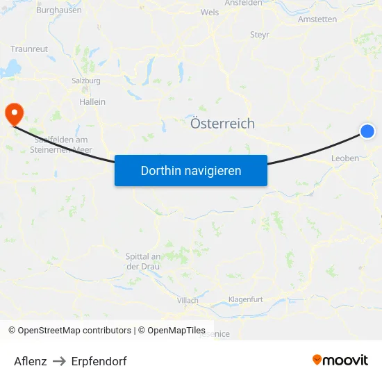Aflenz to Erpfendorf map