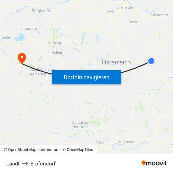 Landl to Erpfendorf map