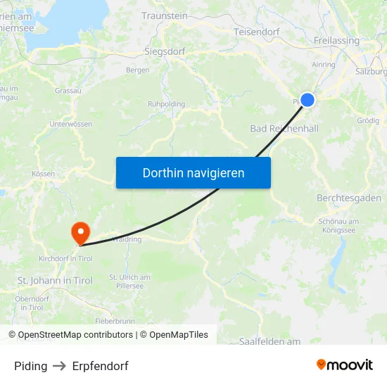 Piding to Erpfendorf map