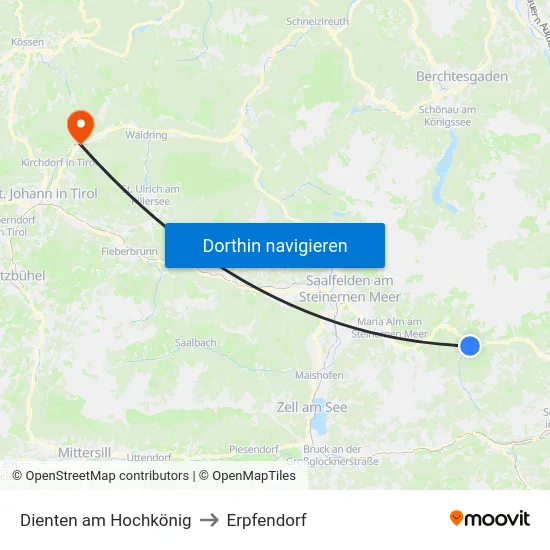 Dienten am Hochkönig to Erpfendorf map
