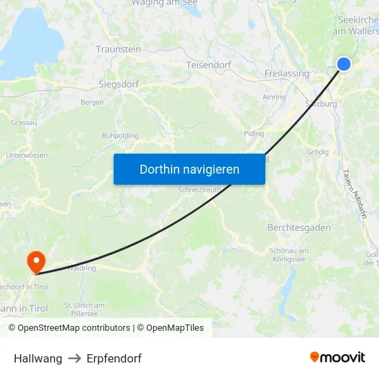 Hallwang to Erpfendorf map