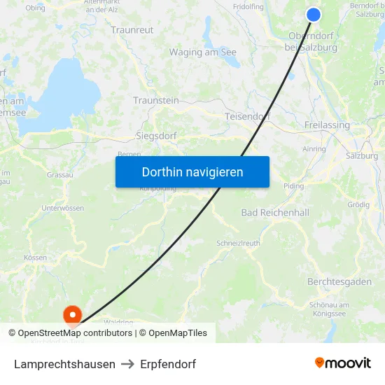 Lamprechtshausen to Erpfendorf map