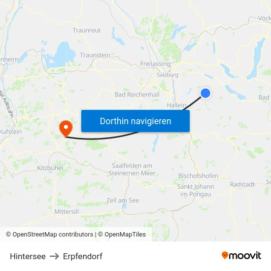 Hintersee to Erpfendorf map