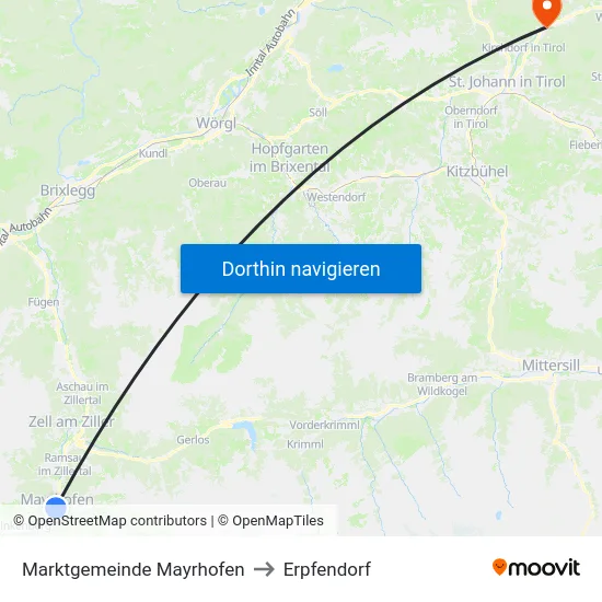 Marktgemeinde Mayrhofen to Erpfendorf map