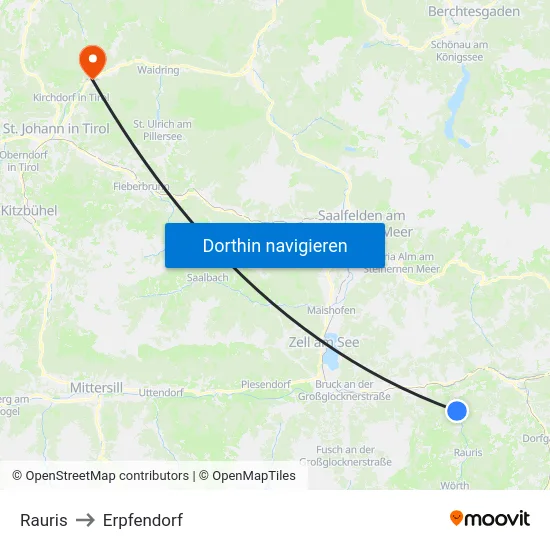 Rauris to Erpfendorf map