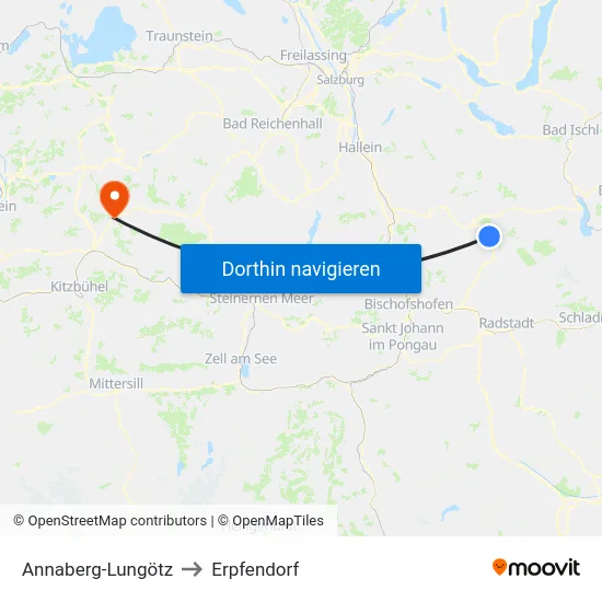 Annaberg-Lungötz to Erpfendorf map