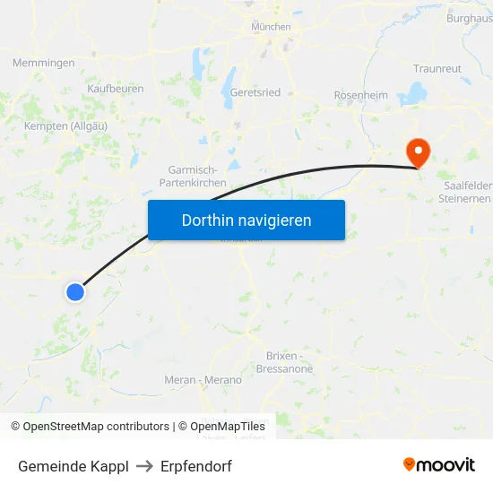 Gemeinde Kappl to Erpfendorf map