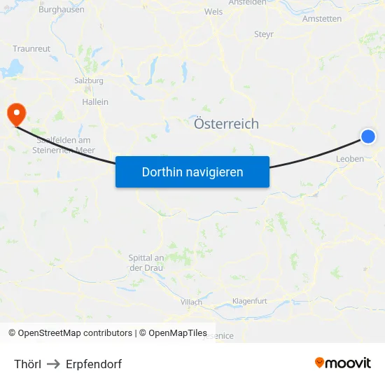 Thörl to Erpfendorf map