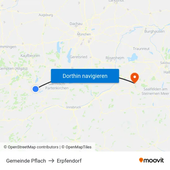 Gemeinde Pflach to Erpfendorf map