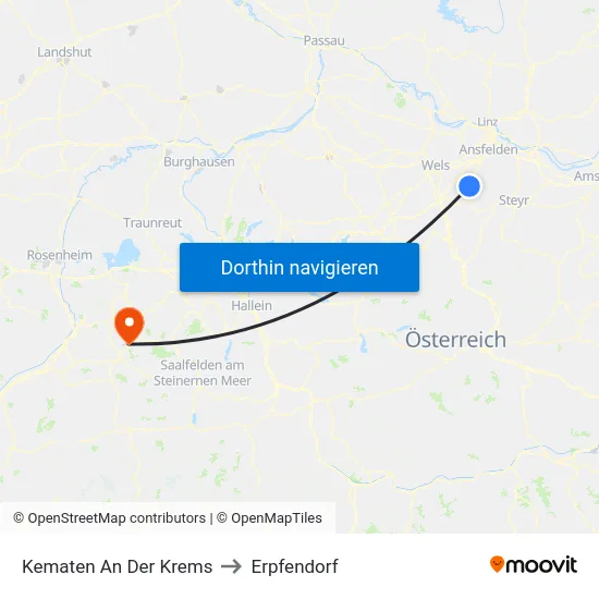 Kematen An Der Krems to Erpfendorf map