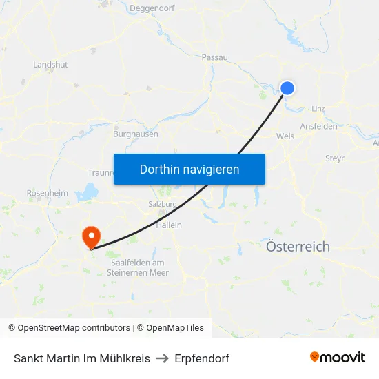 Sankt Martin Im Mühlkreis to Erpfendorf map