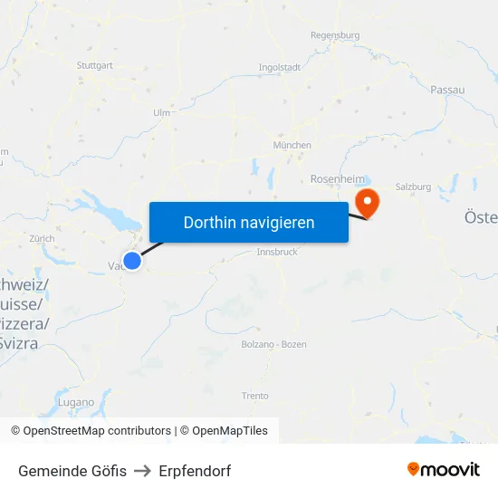 Gemeinde Göfis to Erpfendorf map